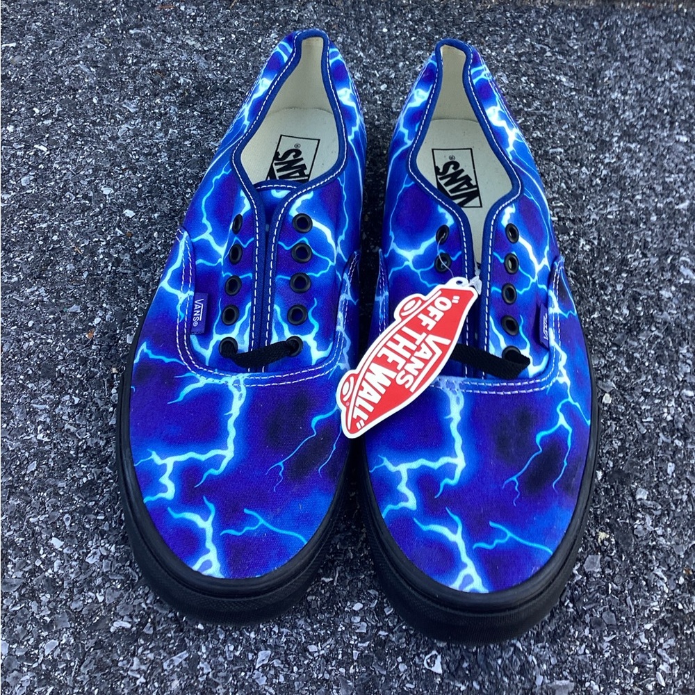 Vans Authentic Lightning Black/Blue Men's Classic Skate Shoes Size 13 new
